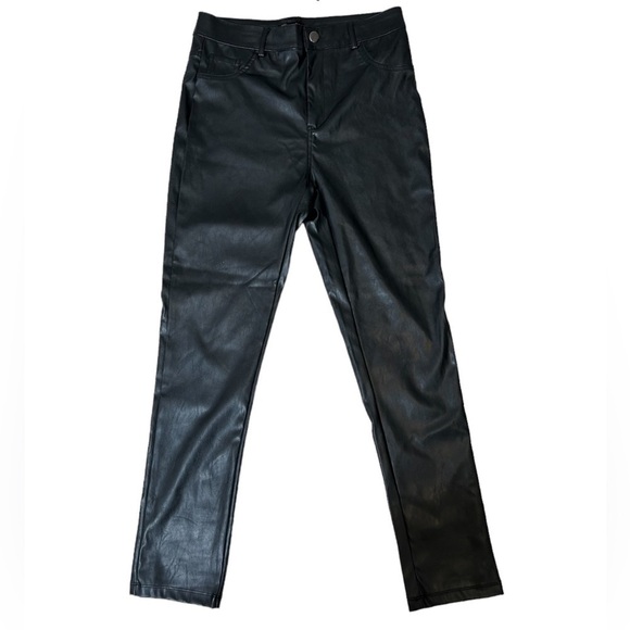 Shinestar Black High Waist Perfect Fit Faux Leather Vegan Skinny Jegging Large - Picture 3 of 11